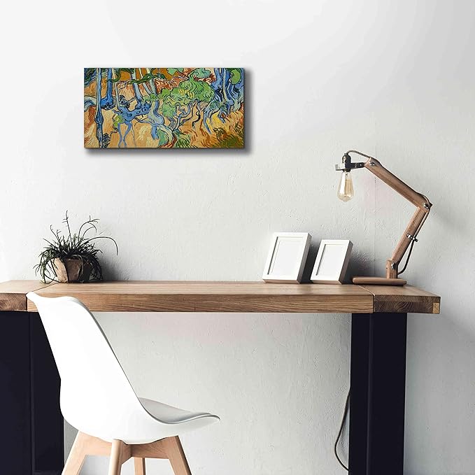 Epic Graffiti 'Tree Roots' by Vincent Van Gogh, Giclee Canvas Wall Art, 24"x12"