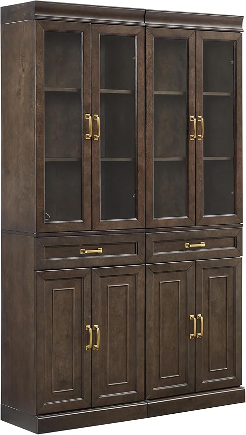 Crosley Furniture Stanton 2-Piece Glass Door Kitchen Storage Pantry Cabinet with Shelves Dining, Laundry Room, Coffee