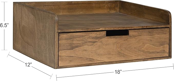 Kate and Laurel Kitt Floating Shelf Side Table with Drawer, Rustic Brown