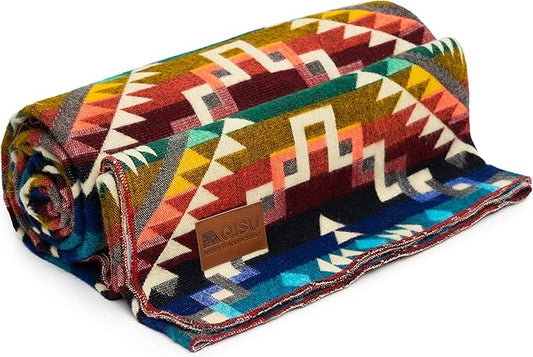 QISU Wool Blanket Throw | Large, Beautiful, Warm, Handmade in Ecuador by Local Artisans |94″ x 78″|Ultra-Soft, Hypoallergenic & Breathable (Rainbow)