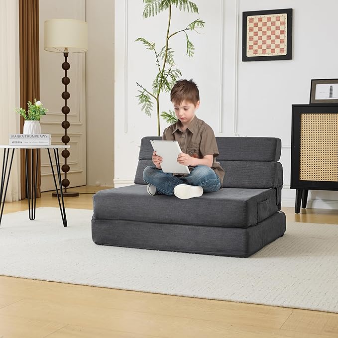 Folding Sofa Bed Foldable Mattress Luxury Miss Fabric, Folding Sleeper Chair Tatami Sofa Bed Floor Mattress Floor Couch, Fold Out Chair Bed Couch Futon Mattress for Guest Room, Living Room