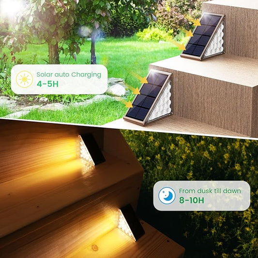 Solar Step Lights for Outside, 6pack Solar Stair Lights Outdoor Waterproof IP67, Outdoor Deck Step Light LED for Garden Stair, Patio, Front Door, Porch, Yard, Sidewalk Decor(Warm Brown)