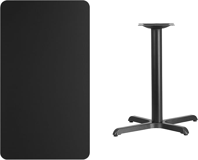 Flash Furniture Stiles 24'' x 42'' Rectangular Black Laminate Table Top with 23.5'' x 29.5'' Table Height Base
