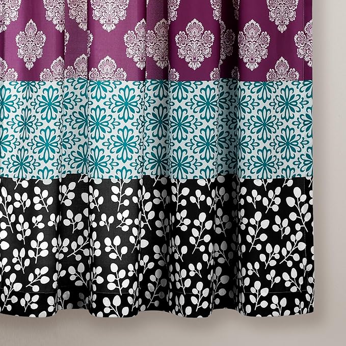 Lush Decor Bohemian Stripe Window Curtain Panels, Pair 52" W x 63" L Fuchsia & Orange - Light Filtering Curtains for Bedroom - Boho Curtains - Maximalist Decor