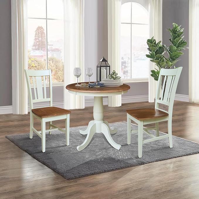 IC INTERNATIONAL CONCEPTS 30" Round Top Pedestal Dining Table with 2 San Remo Chairs - Multi-Color