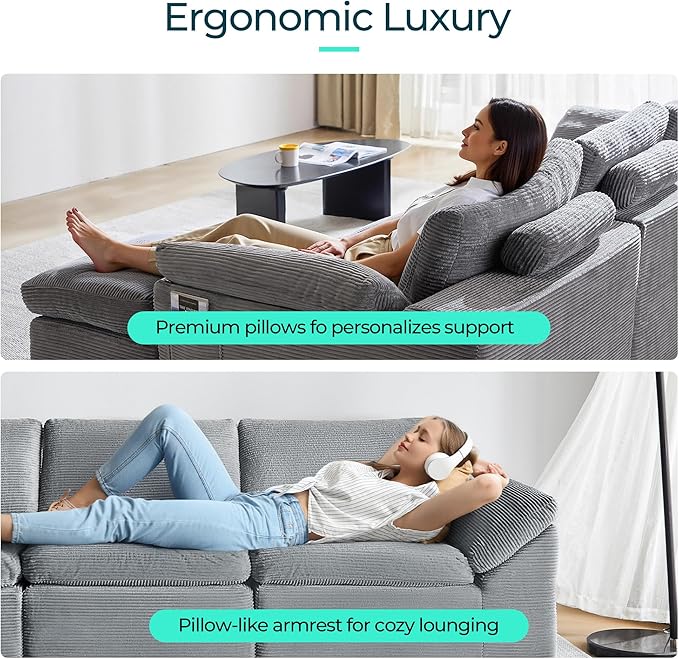 LINSY HOME 79" Modular Couch Modern Cloud Couch, 2 Seater Loveseat Sofa with Double Layer Cushions, Small Couches for Bedroom, Apartment, No Assembly Required, Grey