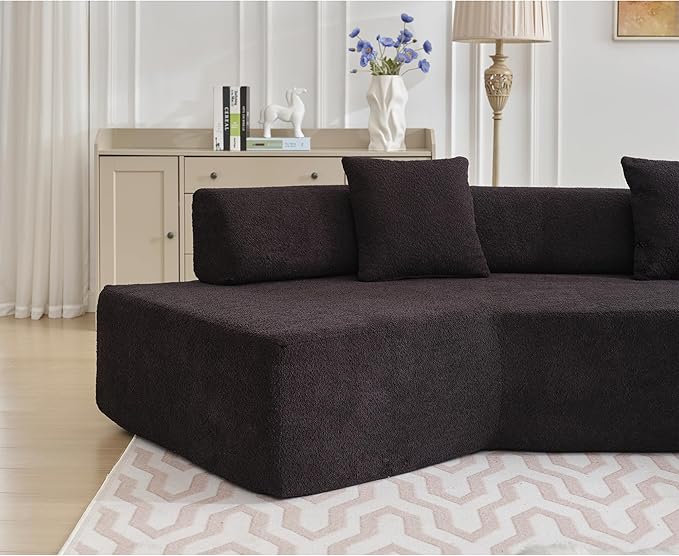 140" L-Shape Couch,Modern Minimalist Sleeper Sofa,Modular Sectional Couches with Chaise,Free Combination Foam-Filled Furniture,4 Seats Corner Chair for Dorm,Apartment,Studio,Office,Black