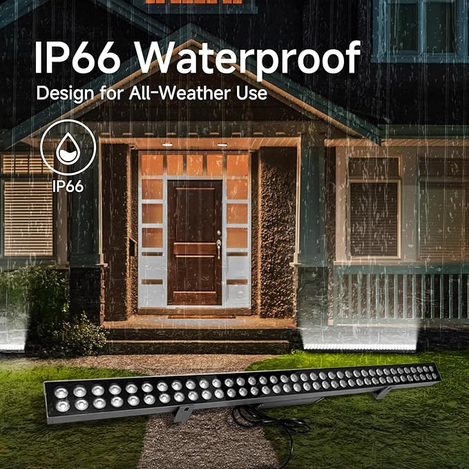 Wall Washer Light Real 72W LED 6000K Daylight Wash Lighting, IP66 Waterproof LED, Outdoor for Landscape Yard Studio Church Commercial Building Wall Wash Light, US Plug.