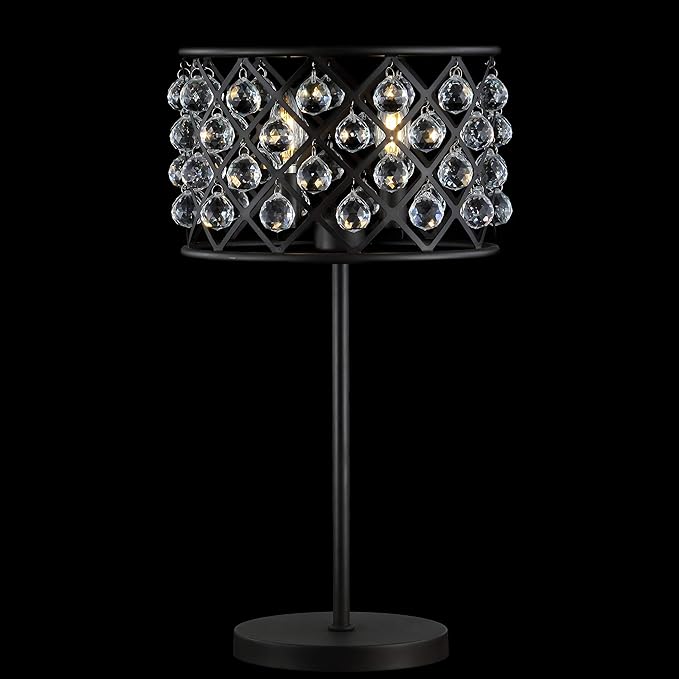 JONATHAN Y 22.5" Oil Rubbed Bronze 2-Light Crystal and Iron Table Lamp, Modern Glam Bedside Nightstand Lamp with Clear Crystal Spheres, UL Listed, LED Bulbs Included JYL9022A