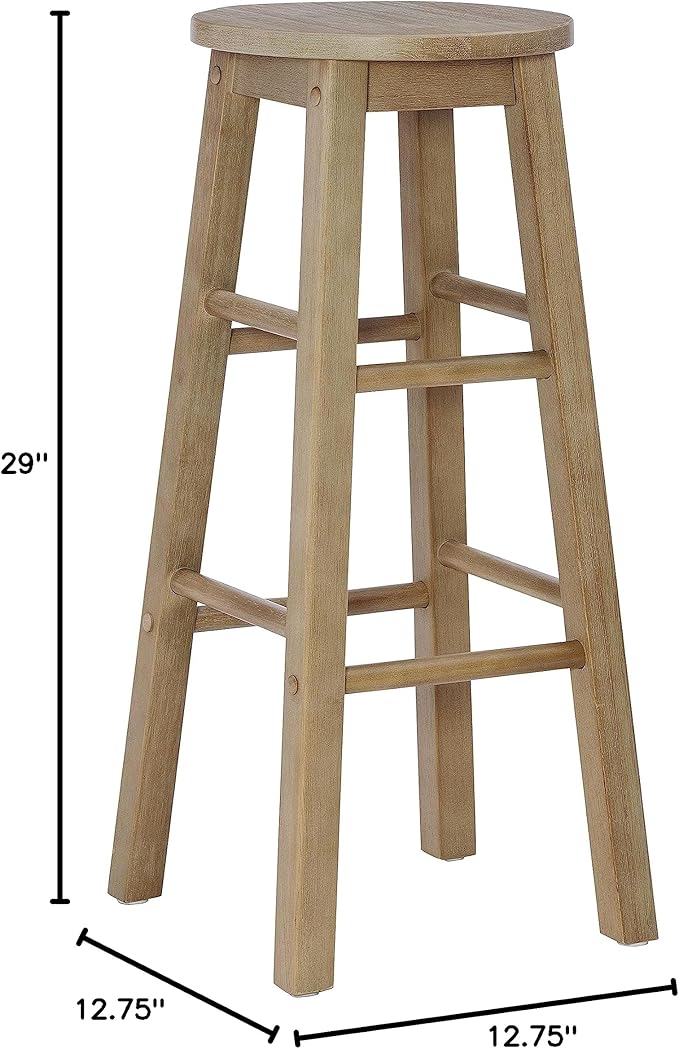 Zeke Grey Wash 29" Barstool with Round Seat by Linon