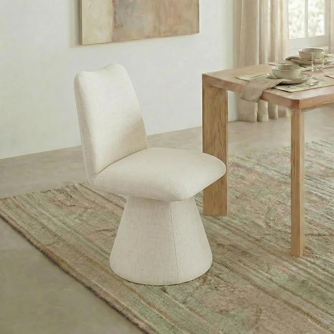 Swivel Dining Chairs Set of 1, Modern Upholstered Dining Chair Mid Century Kitchen Chairs with High Back, 360 Degree Rotating Vanity Chair for Dining Room, Bedroom, Farmhouse, Beige