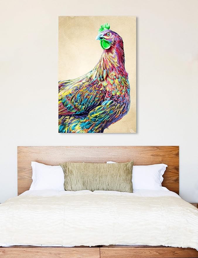 The Oliver Gal Artist Co. Animals Wall Art Canvas Prints 'Color Glam Rooster' Home Décor, 40" x 60", Pink, Green