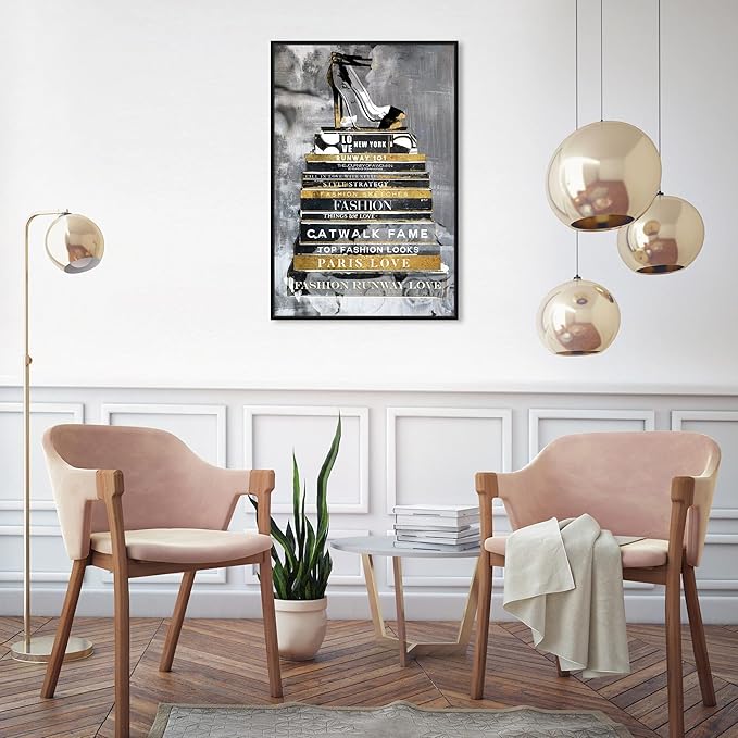 The Oliver Gal Artist Co. Fashion and Glam Wall Art Framed Canvas Prints 'Fashion Thoughts Noir Classic' Shoes