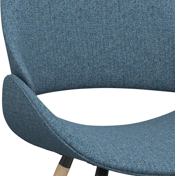 SIMPLIHOME Malden Dining Chair in Denim Blue Linen Look Fabric, 22.8 x 20.9 x 30.9 inches, Bentwood Design with Light Wood Legs for Dining Room