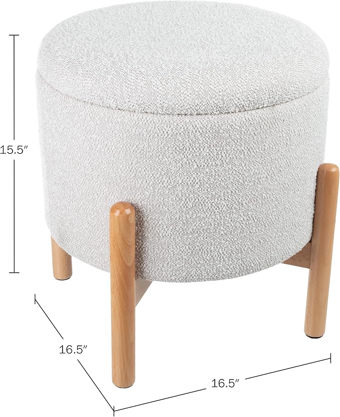 Storage Ottoman - Multipurpose Round Footrest or Storage Organizer with Removable Top for Living Room, Dorm, or Apartment by Lavish Home (Gray)