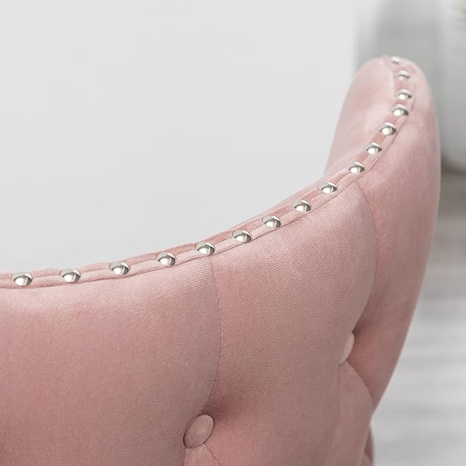 Lindale Contemporary Velvet Upholstered Nailhead Trim Accent Chair, Pink