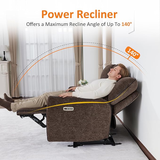 MCombo 75" Wall Hugger Power Loveseat Recliner Sofa with Console and Adjustable Headrest, RV Reclining Loveseat with USB Ports for Living Room 6926 (Brown, Loveseat with Console)