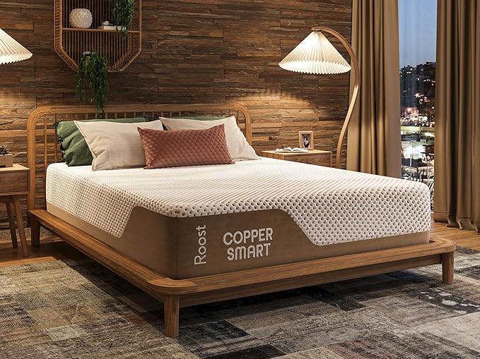 ROOST SLEEP 14-Inch Full Mattress, Copper Gel Cooling for Hot Sleepers & Back Pain Relief, Medium Firm Hybrid, Made in USA, CertiPUR-US Certified, Bed in a Box