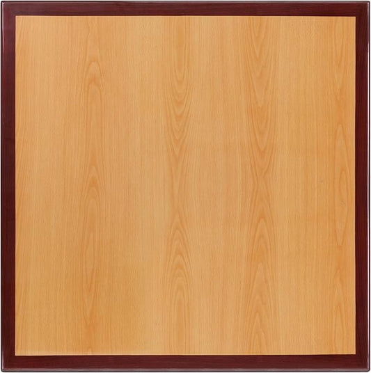 Flash Furniture Glenbrook 30'' Square 2-Tone High-Gloss Cherry / Mahogany Resin Table Top with 2'' Thick Drop-Lip