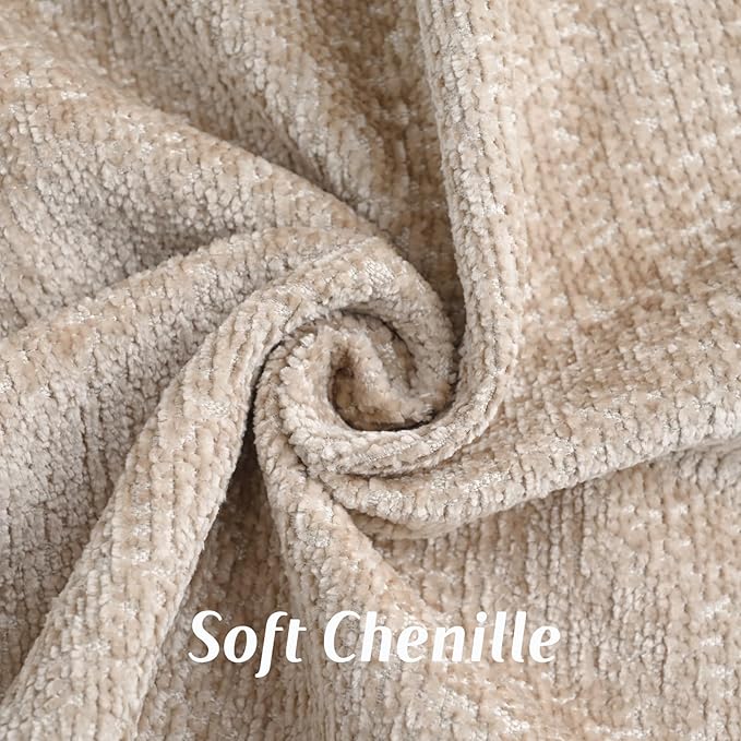 FUTEI Oatmeal Chenille Throw Pillow Covers 18x18 Inch Set of 2,Soft Cozy Bound Edge Design Cushion Case,Home Decor for Couch Bed Living Room
