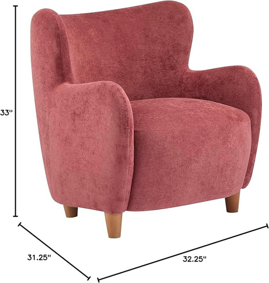 Christopher Knight Home Auden Low Profile Wingback Accent Chair, Fabric Club Chair, Velvet Upholstered Armchair, Curved Backrest Single Sofa, Soft Reading Lounge Chair for Living Room, Smoky Red