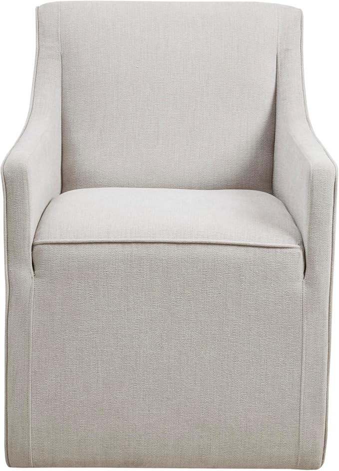 Madison Park Charlotte Dining Chair with Hidden Casters, Accent Chair 20" Thick Seat Cushion, Upholstered, Padded, Modern Farmhouse Dining Chair Side Chair, Fully Assembled Chair 34" H Grey