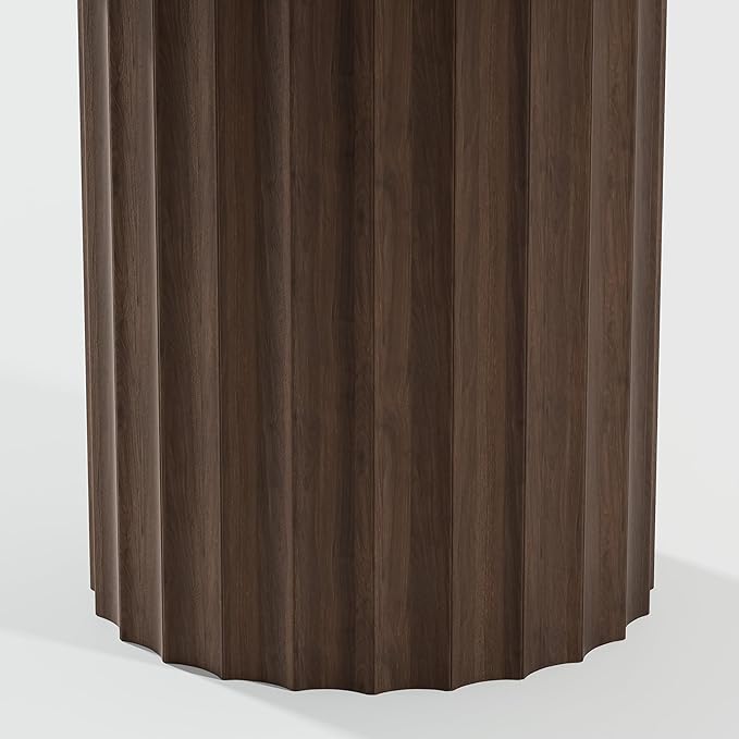 Casaphoria 46" Round Dining Table, Modern Wood Kitchen Table with Cylindrical Wide Bar Concave Base for Living Room & Dining Room, Easy Assembly Farmhouse Furniture for 4-6, Walnut