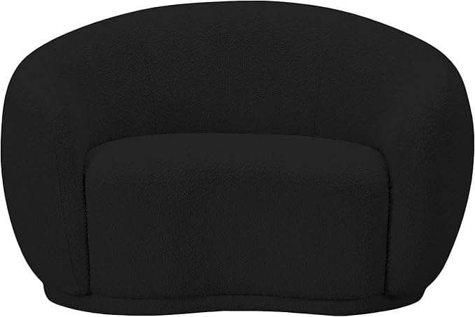 Meridian Furniture 693Black-C Hyde Collection Modern | Contemporary Boucle Fabric Upholstered Accent Chair with Rounded Back, Black, 42" W x 38" D x 27.5" H