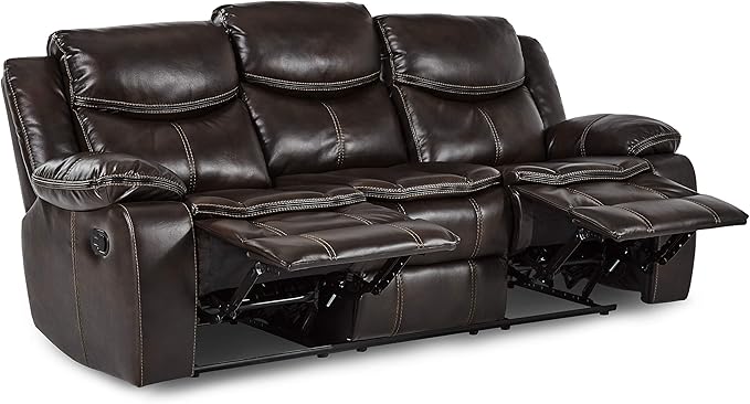 Lexicon Bay Manual Double Reclining Sofa, Dark Brown