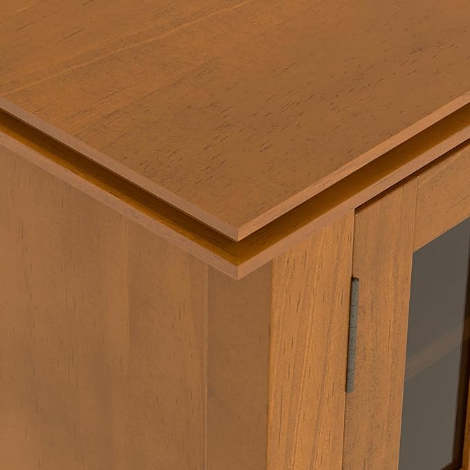 SIMPLIHOME Artisan TV Stand - 72 inch Wide Solid Wood Media Console in Honey Brown, Contemporary Entertainment Center for Living Room for TVs up to 80 Inches with Glass Cabinets and Cable Management