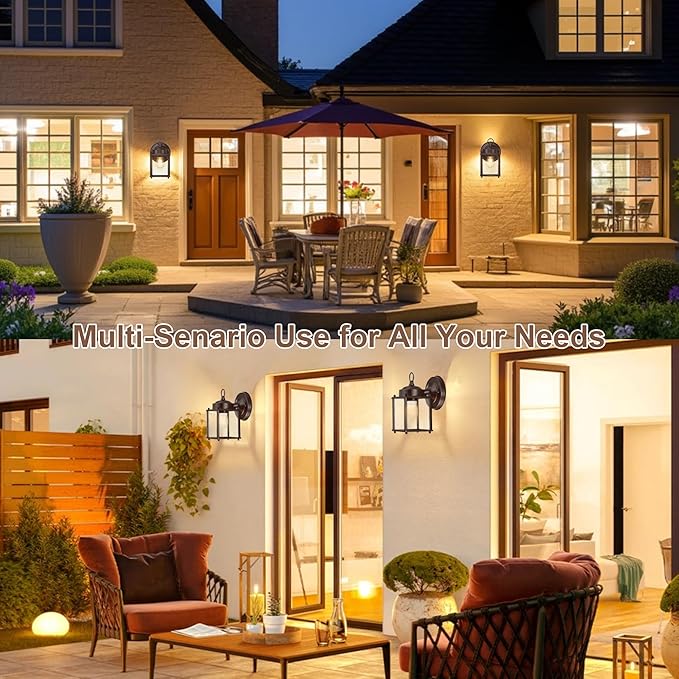 GRUENLICH Outdoor Wall Sconce, Exterior Wall Lighting Fixtures with Clear Glass, Front Porch Lighting, Anti-Rust Outside Wall Lights for Patio, Doorway, Bronze, 2 Pack
