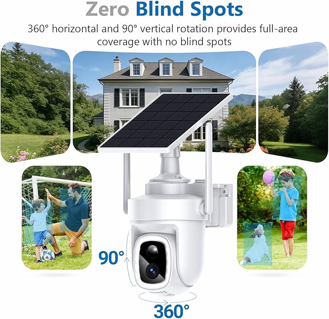 8MP UHD Wireless Outdoor Solar Add-On Camera, Requires Base, No Subscription, Encrypted Local Storage via Base, 4K Home Security Camera, 1Cam-Add