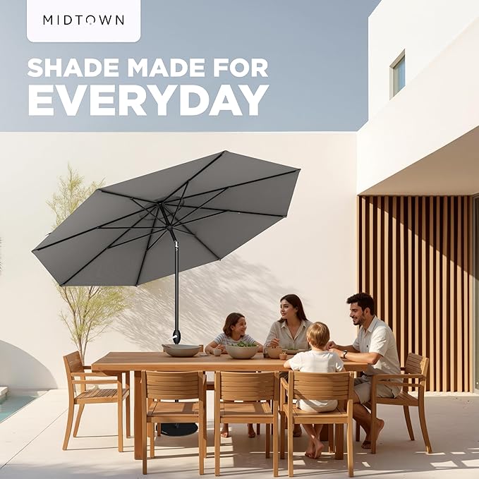 Midtown Umbrellas The Lean Patio Umbrella (Terylast Fabric - Charcoal, 8 Foot)