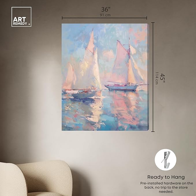Art Remedy Set Sail Gallery Wrapped Sailing 1 Piece Canvas Wall Art, 36" x 45", Gallery Wrapped