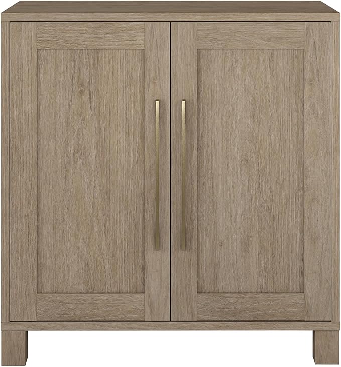 Henn&Hart 28" Wooden Accent Cabinet, Modern Sideboard Buffet Cabinet with 2 Doors and an Adjustable Shelf for Living Room, Dining Room, Bedroom or Entryway, Weathered Gray
