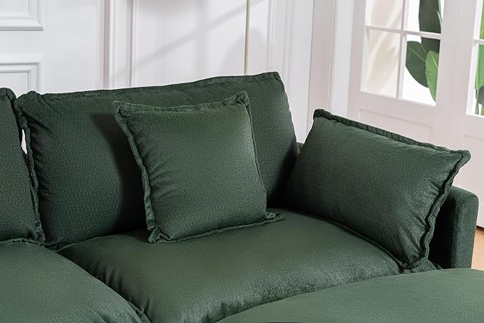 Eafurn Oversized Reversible Modular Sectional Sofa with Movable Ottoman, Convertible L Shaped Corner Couch Modern Chenille Sofa Set w/Double Layers Seat Cushions for Living Room Apartment