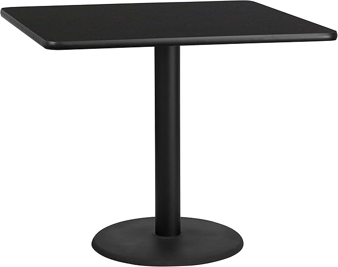 Flash Furniture Stiles 42'' Square Black Laminate Table Top with 24'' Round Table Height Base