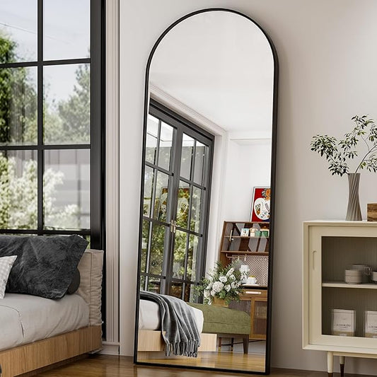GLSLAND 26" x 71" Arched Full Length Mirror - Black Full Body Mirror - Extra Large Floor Mirrors for Bedroom, Living Room, Bathroom