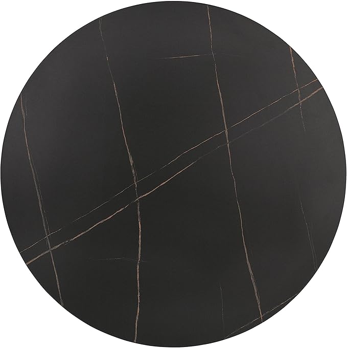 Homes: Inside + Out Elara Modern 39-inch Round Dining Table with Fluted Pedestal Base, Seats up to 4, for Home Kitchen, Living Room, Black