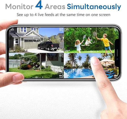 4K UHD Security Cameras Wireless Outdoor Solar Powered,5G & 2.4G WiFi Compatible,No Subscription,Encrypted Local Storage(with 32GB Memory Card),8MP Outside Cameras for Home Security,4Cam-Kit