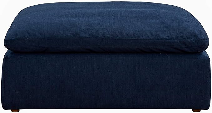 Sunset Trading Contemporary Puff Collection 6 PC 132" Slipcovered Modular U-Shaped Pit Sectional Sofa| Down Filled Chaise Lounge Couch Stain-Proof Water-Resistant Washable Performance Fabric Navy Blue