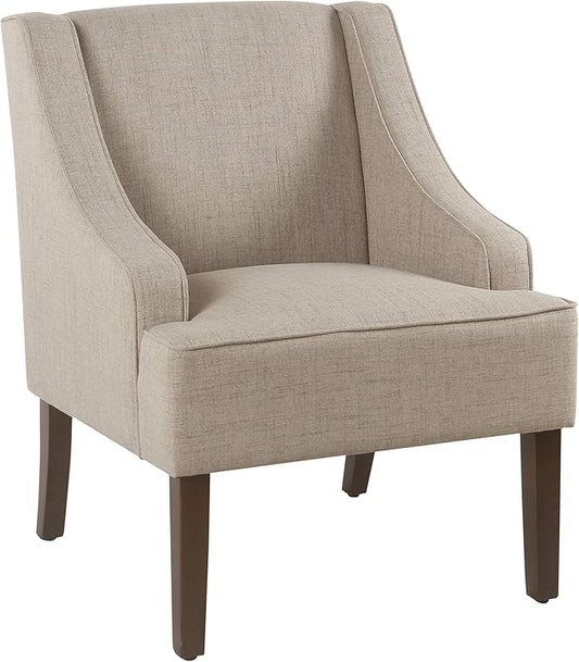 Homepop Upholstered Classic Swoop Arm Accent Chair Home Décor, Natural Linen