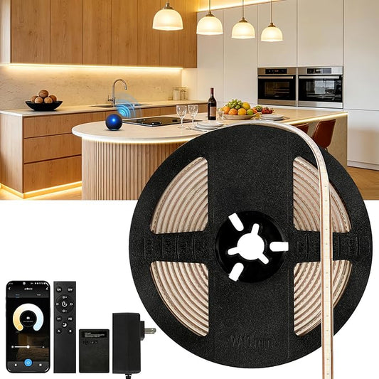 V4light Smart COB LED Strip Lights 32.8ft 24V, Tunable White 2700K–6500K Dot-Free Lighting, Alexa & Google Voice Control, App & Remote, CRI90+ Under Cabinet Lighting for Kitchen & Closet