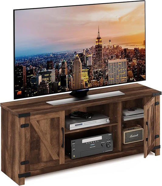 Furinno Cabinet Stand with Storage for TV up to 65 Inch, 70 Inch, Rustic Brown