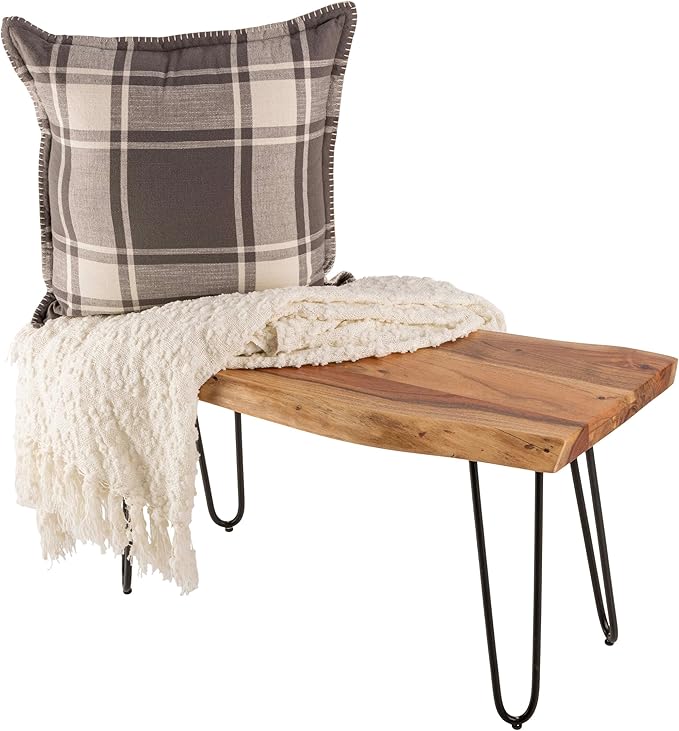 Alaterre Furniture Live Edge Wood Bench with Hairpin Metal Legs - Industrial Modern Entryway Bench with Minimalist Design - Furniture for Entryway, Dining Room, Kitchen, or Bedroom (36 Inch)