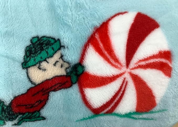 Berkshire Blanket & Home Co Peanuts Winter Blanket, Polyester (Light Blue - Characters Singing and Peppermint Snowball, Full/Queen)