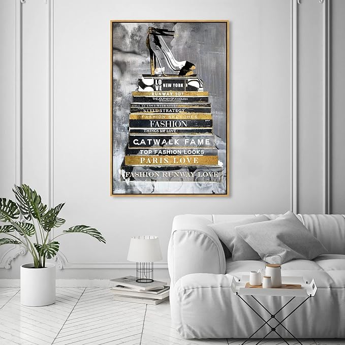 The Oliver Gal Artist Co. Fashion and Glam Wall Art Framed Canvas Prints 'Fashion Thoughts Noir Classic' Shoes