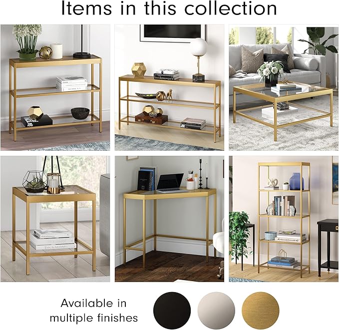 Henn&Hart 20" Wide Square Square Side Table in Brass, Table for Living Room, Bedroom