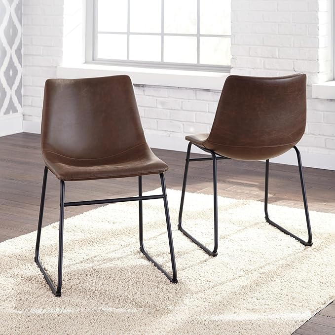Signature Design by Ashley Mid Century Centiar 18.75" Dining Bucket Chair, 2 Count, Black and Brown
