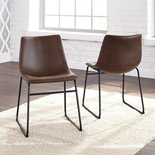 Signature Design by Ashley Mid Century Centiar 18.75" Dining Bucket Chair, 2 Count, Black and Brown